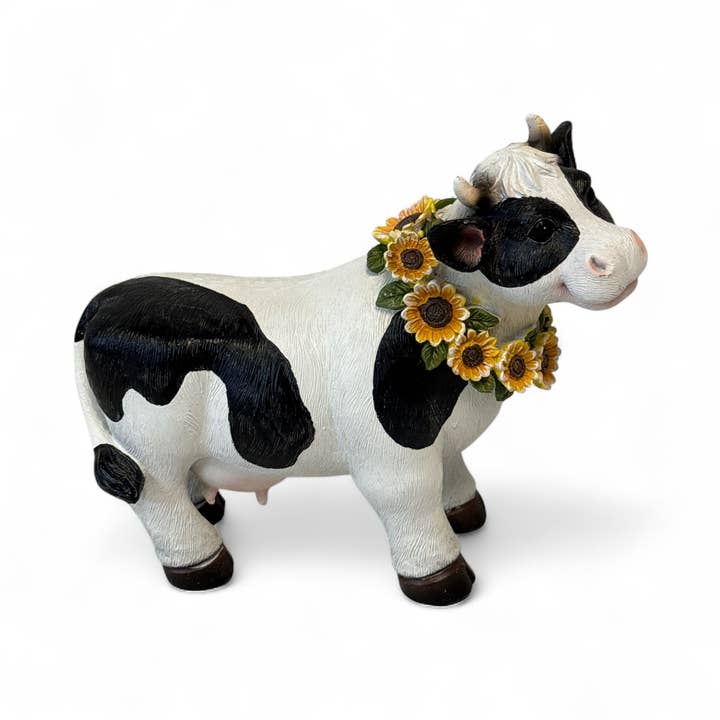 De Leon Collections - Wholesale Decorative figurine - Sunflower Cow Figurine – Farmhouse Animal Decor 3