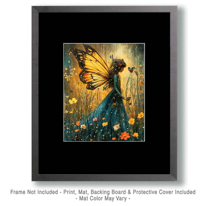 Mowbi - Wholesale Art Print - Floral Fairy - Fairies Wall Art Prints – 8″x10″ Artwork for 11″x14″ Frame