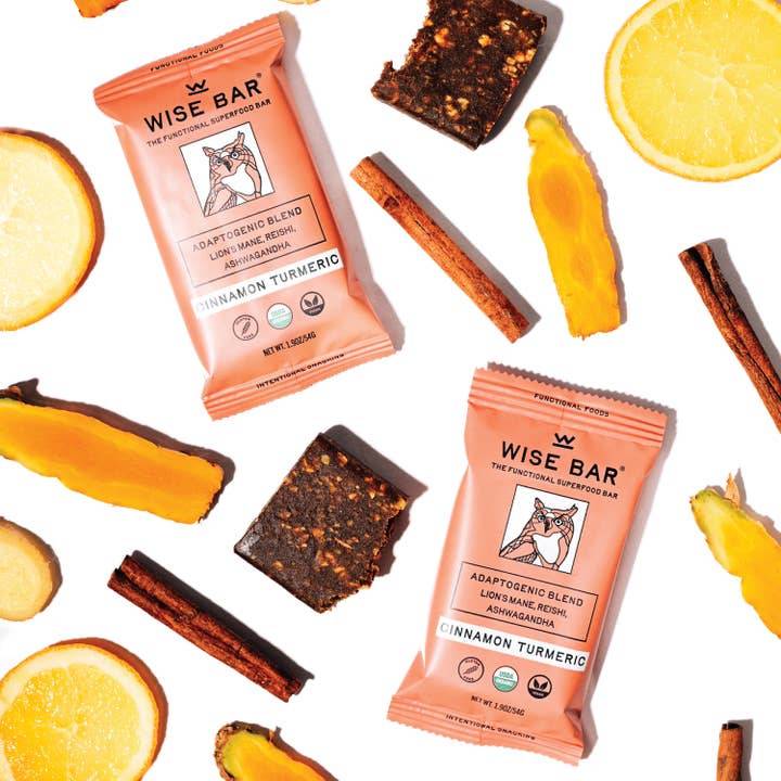 Wise Bar - Wholesale Snackreep - Kaneel Kurkuma Adaptogeen Paddenstoel Voedingsreep (12 Repen)6