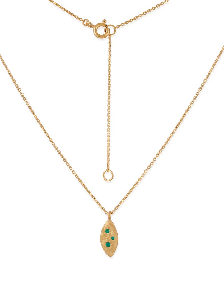 Collana con ciondolo a forma di foglia di onice verde per la vendita all'ingrosso da parte di AJS Design Studio