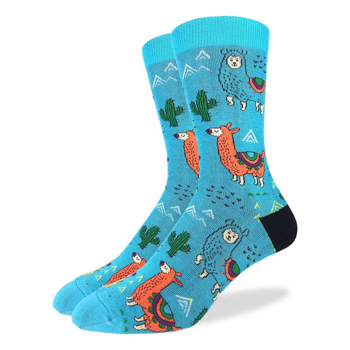 Men's Big & Tall Fun Llamas Socks for wholesale by Good Luck Sock