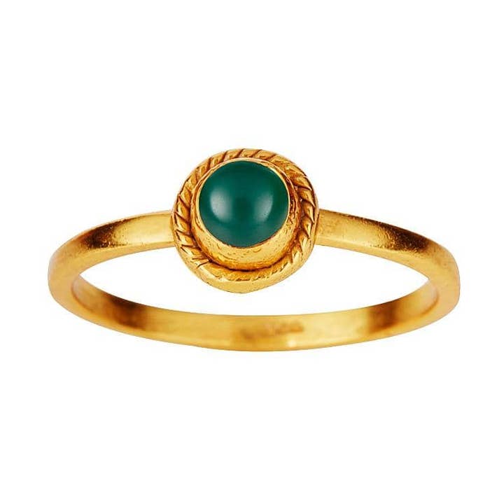 Gold Plated Braided Ring with Green Onyx for wholesale by Juulry