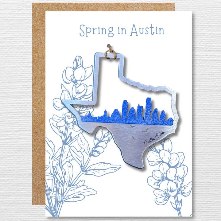 Austin Skyline Ornament- Spring in Austin 5x7 Greeting Card for wholesale by Authenticaa