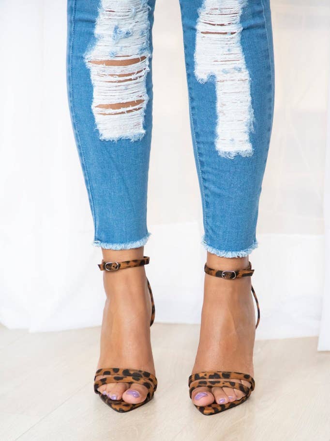Ashlee Ankle Strap Heels (Leopard) for wholesale by Lushire