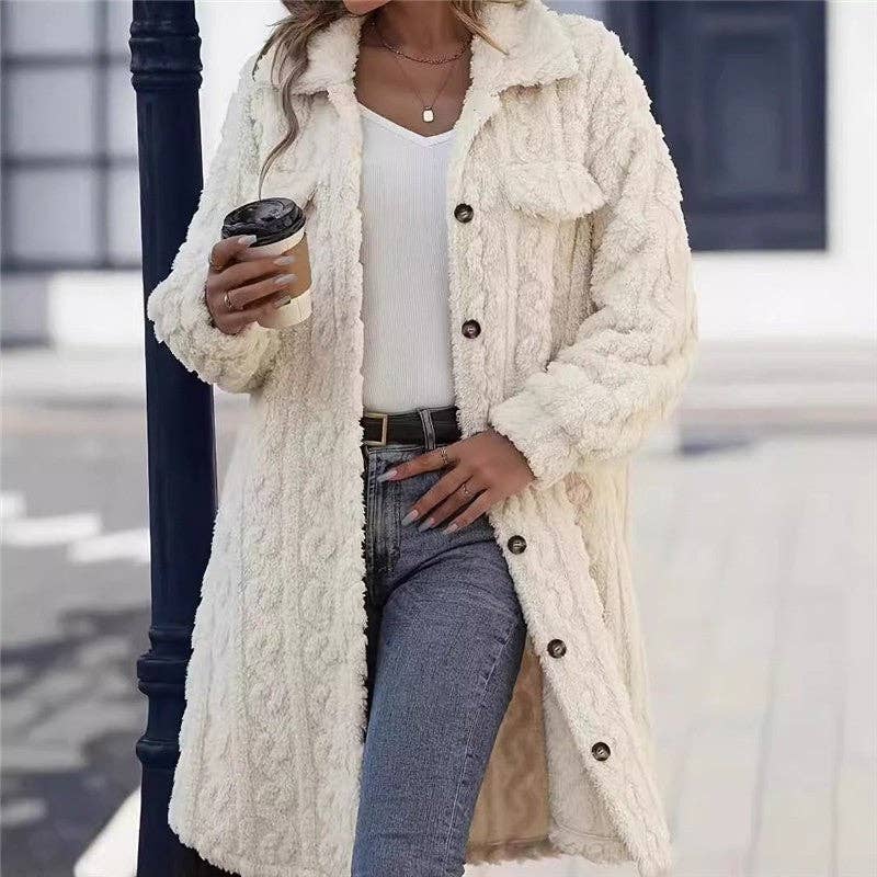 ShieldChic - Wholesale Fur/Faux Fur Coat - Women's - Women's Long Solid Color Plush Coat With Lapel4