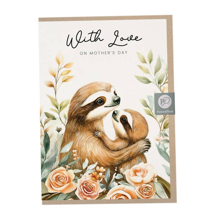 Cute Sloth Mother’s Day Card for Mum for wholesale by Postcard Prints