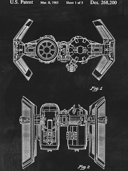 Impression d'art brevet Tie Bomber de Star Wars pour la vente par Keep Calm Collection