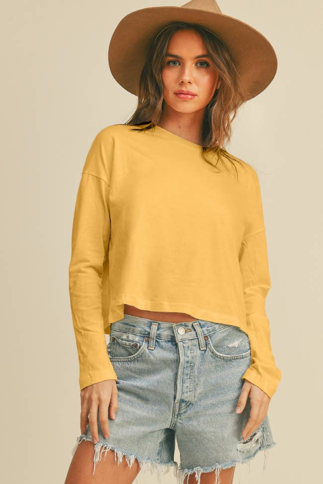 Honestee - Wholesale T-shirt met print - Dames - Effen T-shirt met lange mouwen13