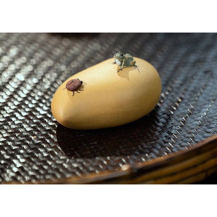 Gohobi Handmade Ceramic YiXing Clay Mango and Frog Ornament for wholesale by Gohobi (We cover U.S. import duties)