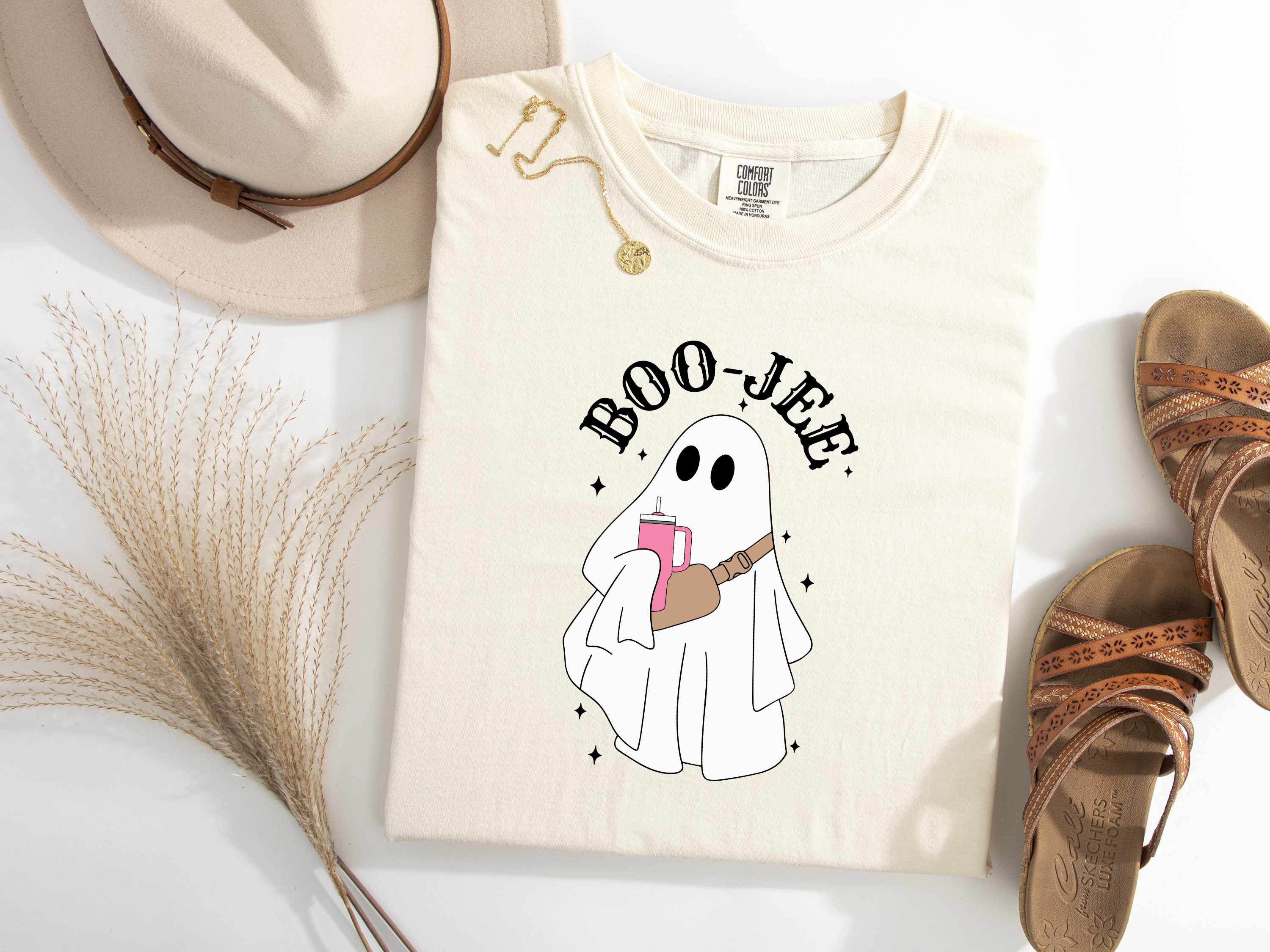 Fashion Within Boutique - Wholesale T-Shirt (Graphic) - Women's - Boojee Boujie Tumbler Crossbody Ghost Falloween Halloween Tshirt2