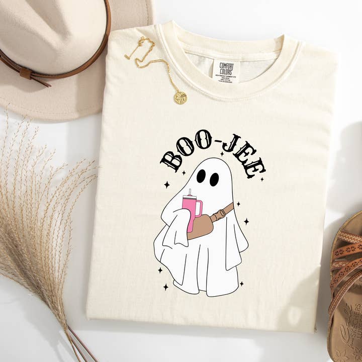 Fashion Within Boutique - Wholesale T-Shirt (Graphic) - Women's - Boojee Boujie Tumbler Crossbody Ghost Falloween Halloween Tshirt2