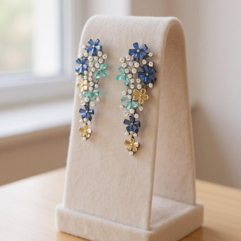 Athena Bridal Jewellery – wholesale Dangle earrings – CZ COLLECTION - EXQUISITE WATERFALL EARRINGS - CZER912 MULTI1