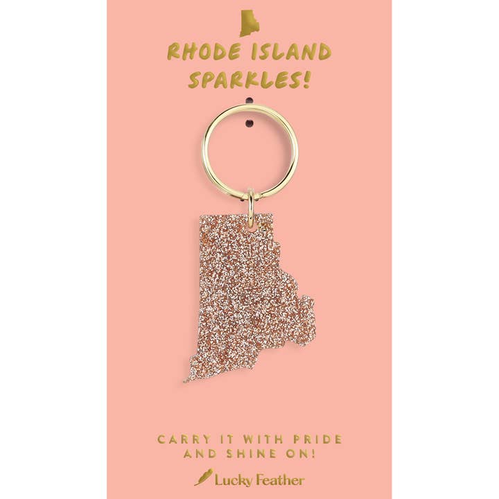 Glitter Keychain - State - RHODE ISLAND for wholesale by Lucky Feather