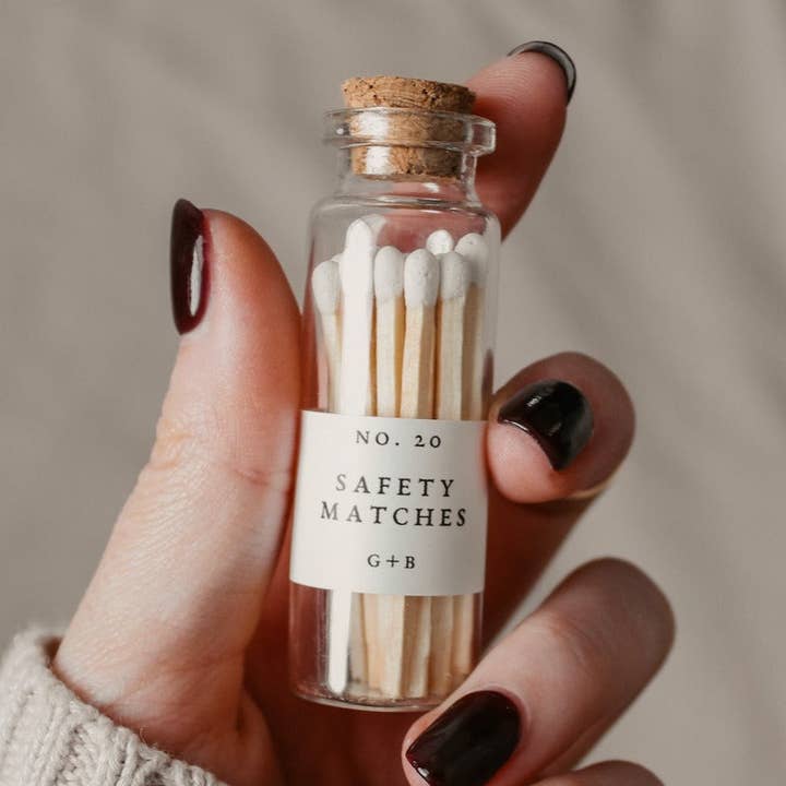 Corduroy Lane Candle Co - Wholesale Matches - Apothecary Matches, Bottle of 20 Safety Matches