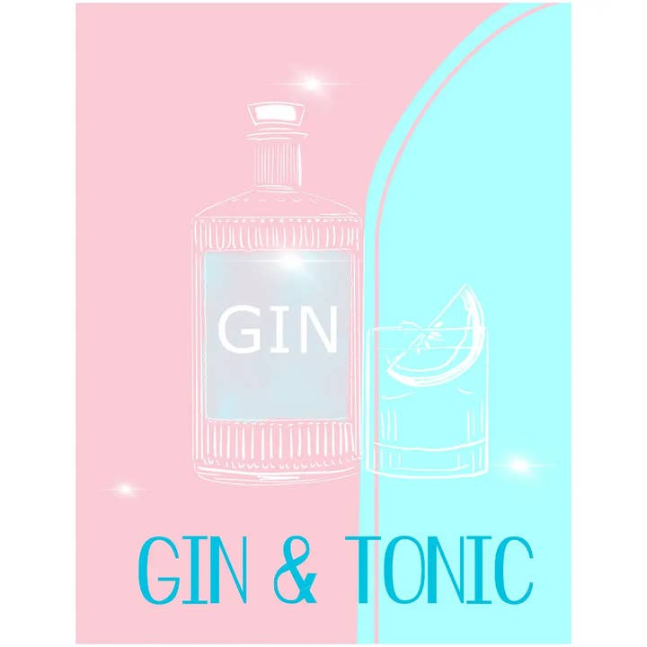 GIN & TONIC - Stampa d'Arte per la vendita all'ingrosso da parte di Rebecca Illustrated
