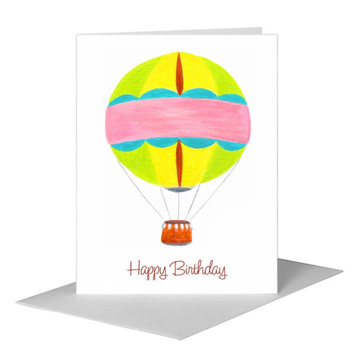Balloon Pink Stripe, Greeting Card (#8656A) for wholesale by Printed Canvas