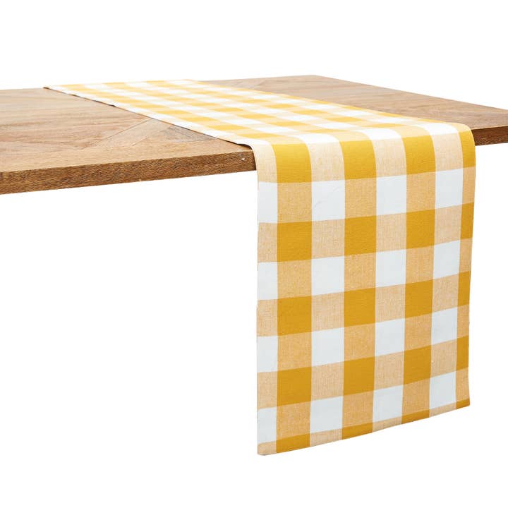 C&F Home - Wholesale Table Runner - SALE Franklin Ochre Yellow Buffalo Check Table Runner
