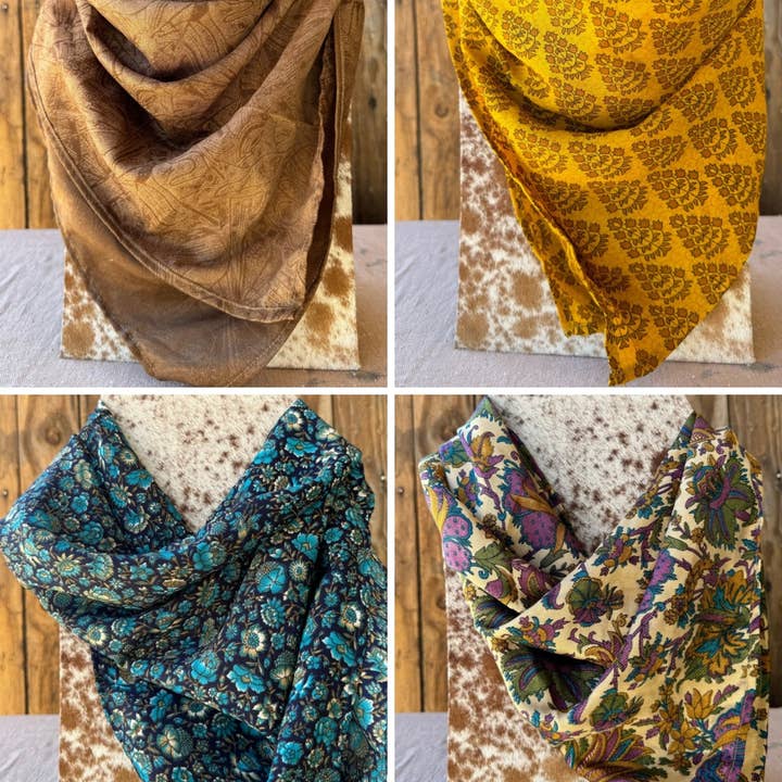 Wylder Trading Company - Wholesale Bandana - Unisex - Silk Bandana Cowgirl Boho Western Eclectic Scarves Ethical3