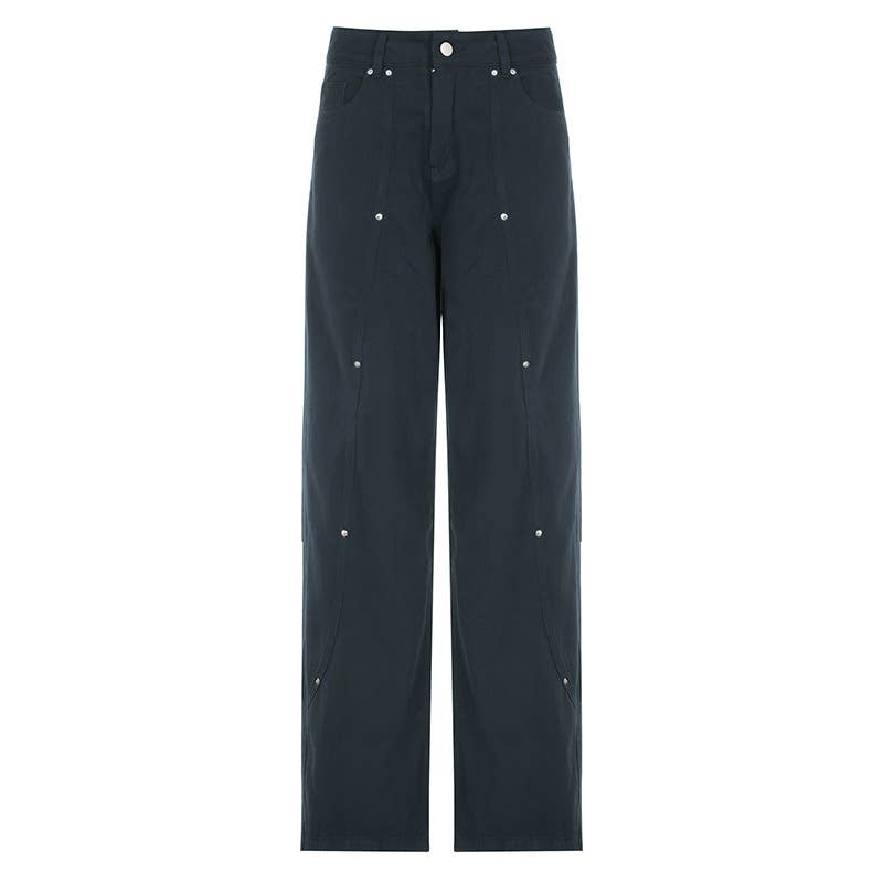 BLUE RIVET SPLIT LOW-RISE BAGGY DROP WIDE-LEG JEANS for wholesale on Faire4