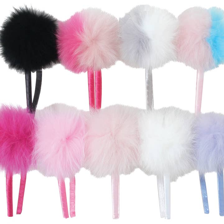 Fur Pom Pom Headband for wholesale by Bows Arts