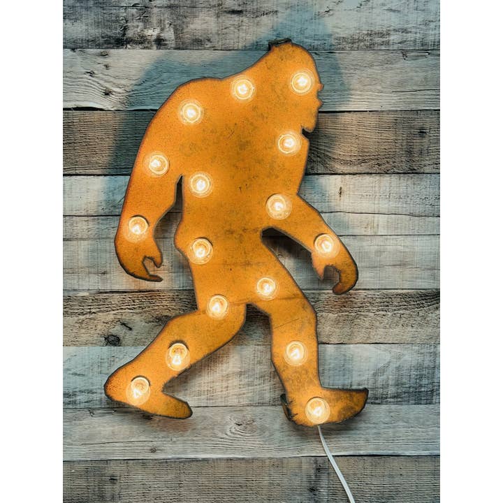 Universal Ironworks USA - Wholesale Sign - Bigfoot Yeti Sasquatch Rustic Lighted Metal Marquee Sign