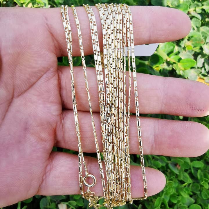 Aim Eternal - Wholesale Link & Chain Necklace - Gold Filled Flat Link 1.5mm Layering 18" Chain Necklace