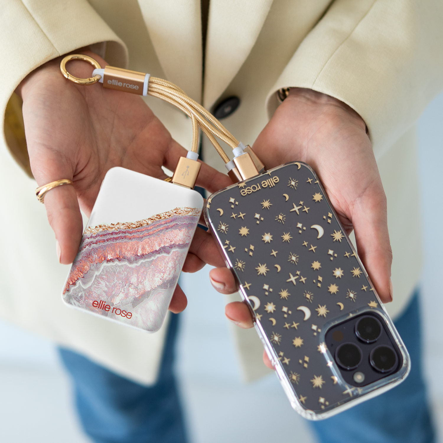 Ellie Rose - Wholesale Portable Charger - Power Bank Charger - Rose Gold Agate10