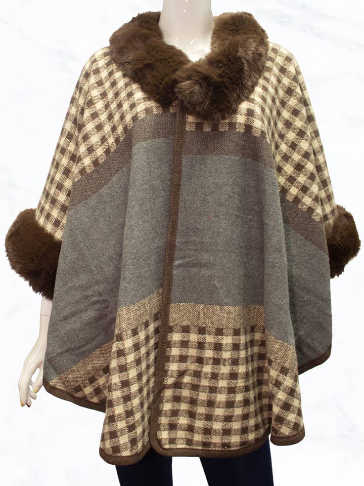 Ruitpatroon Cape voor stuk van imitatiebont voor wholesale door Suzie Q USA