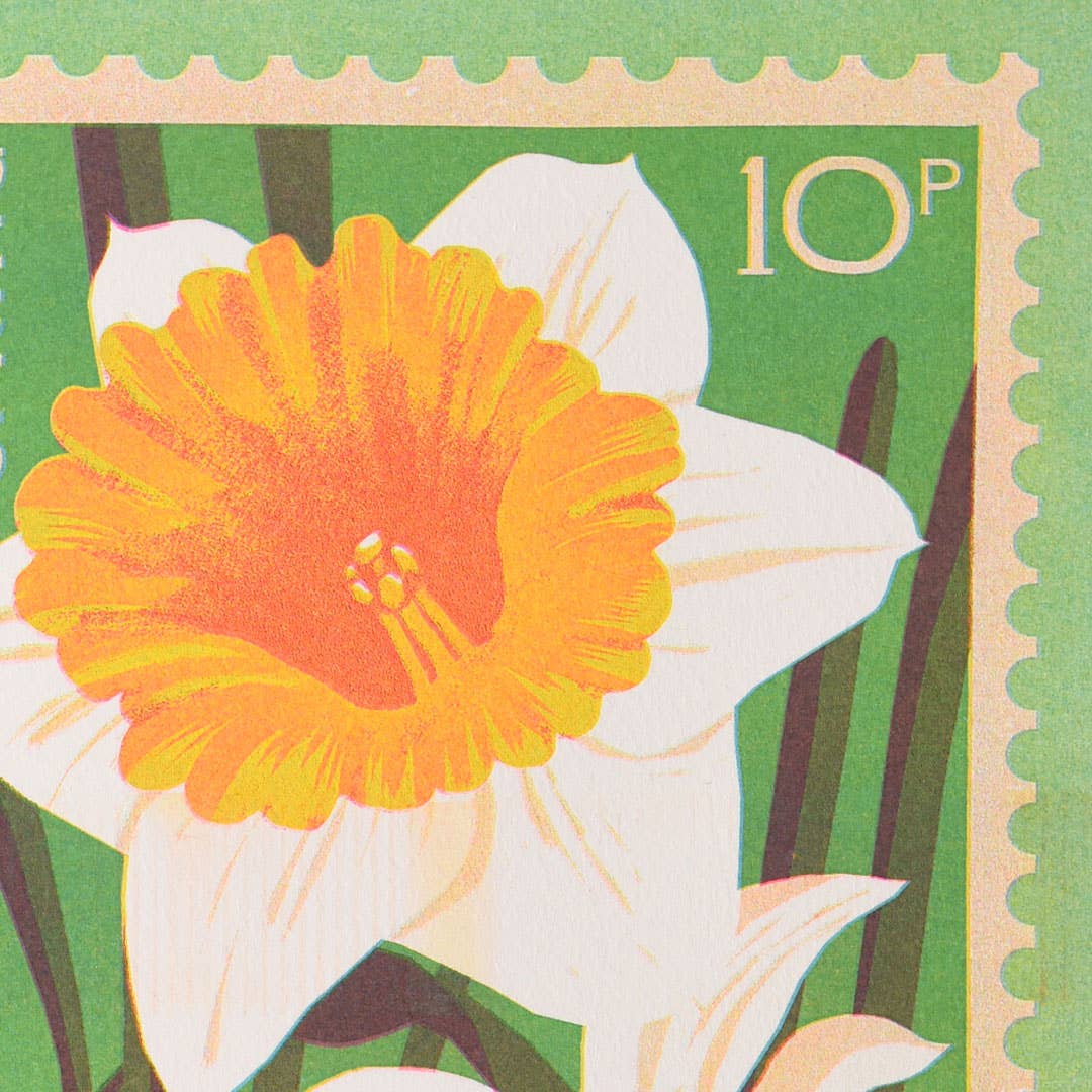 Printer Johnson Ltd – wholesale Art print – Daffodil | A5 Risograph Print, wall art | Spring, stamp1