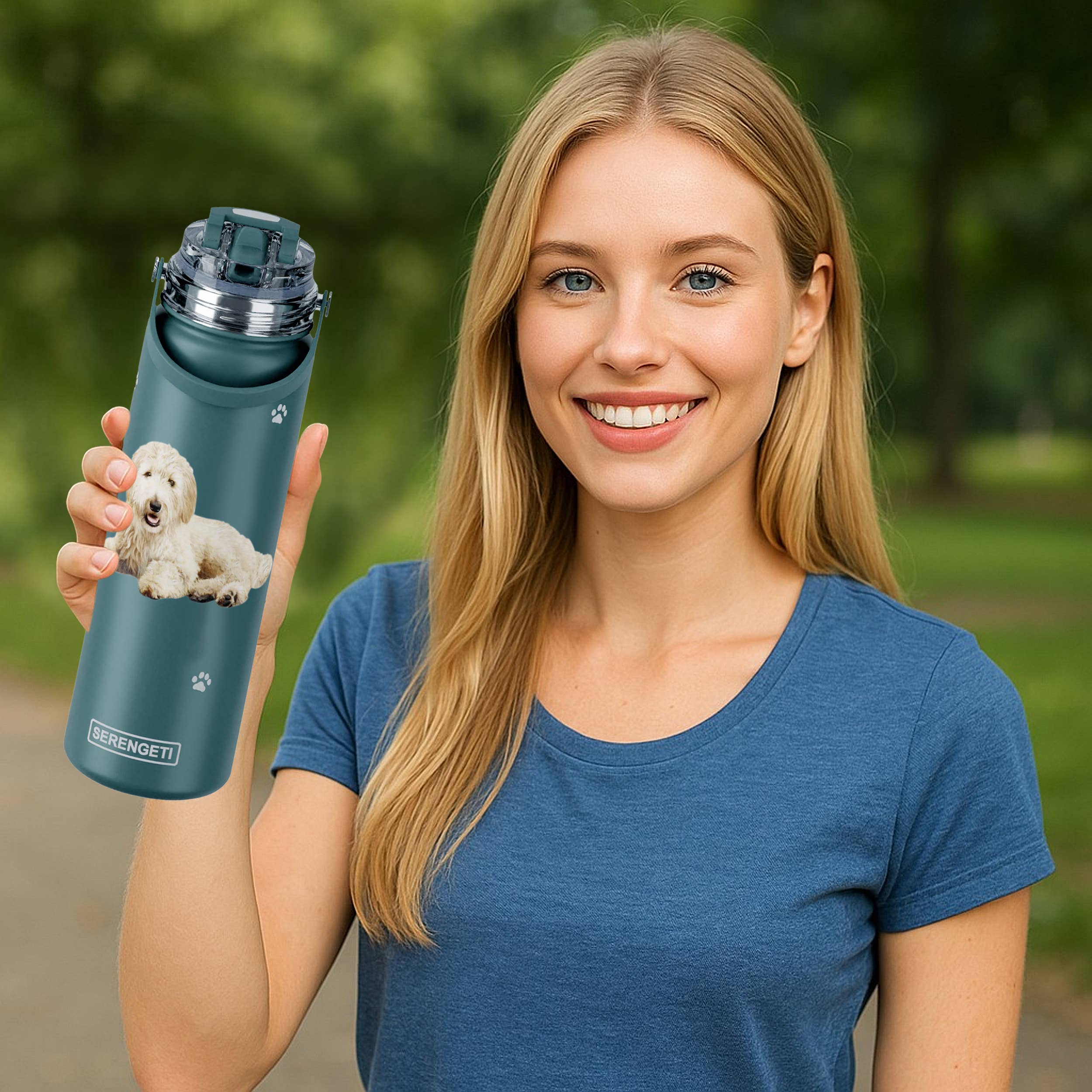 E&S Pets – Engroshandel Vandflaske – Goldendoodle - Vandflaske i rustfrit stål - 24 oz - holdbar2