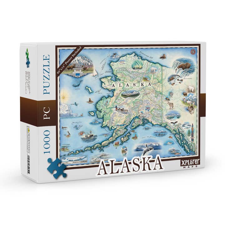Puslespil til Alaska State Map - 1000 stykker for engroshandel hos XPLORER MAPS