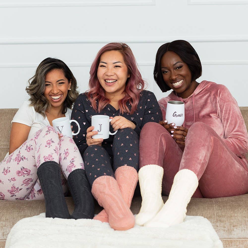 Weddingstar Inc. - Wholesale Socks - Women's - Cozy Sherpa Lined Cable Knit Slipper Socks2