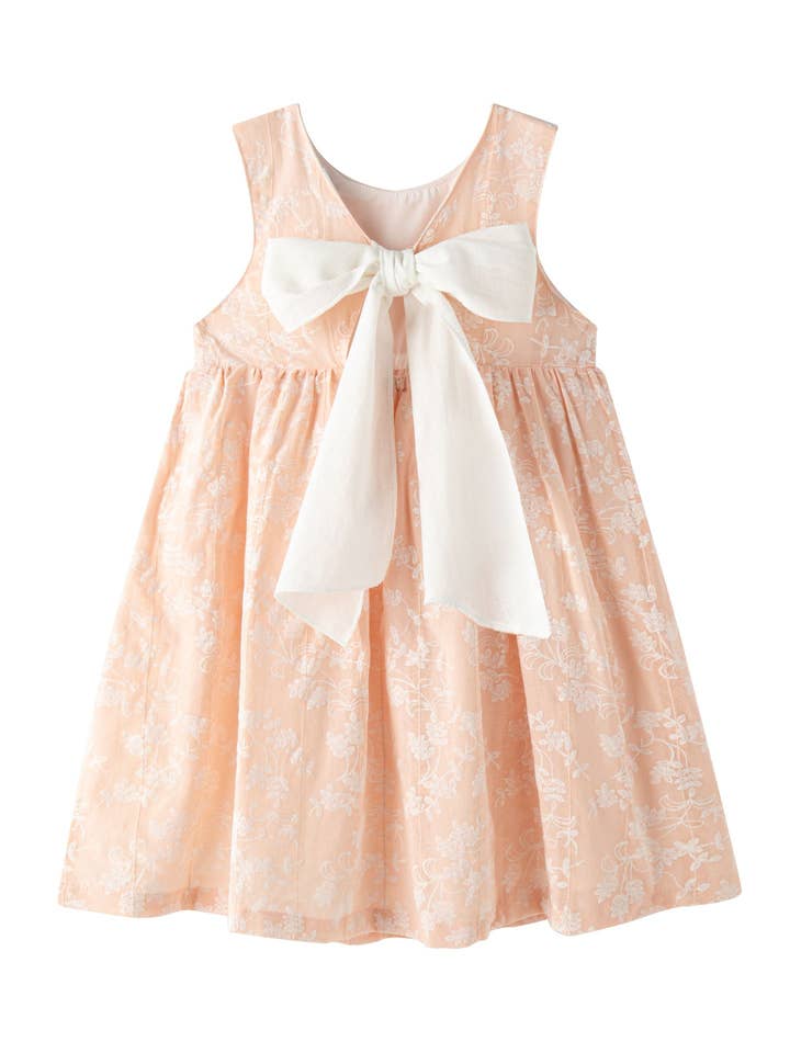 Rosa ceremonikjole med brokade og sløjfe JGV96788 for engroshandel hos Newness Kids