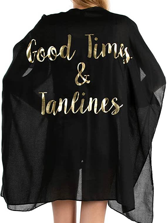 Swim Suit Cover Up - Good Time and Tan Lines (Black/Gold) for wholesale by Funky Junque