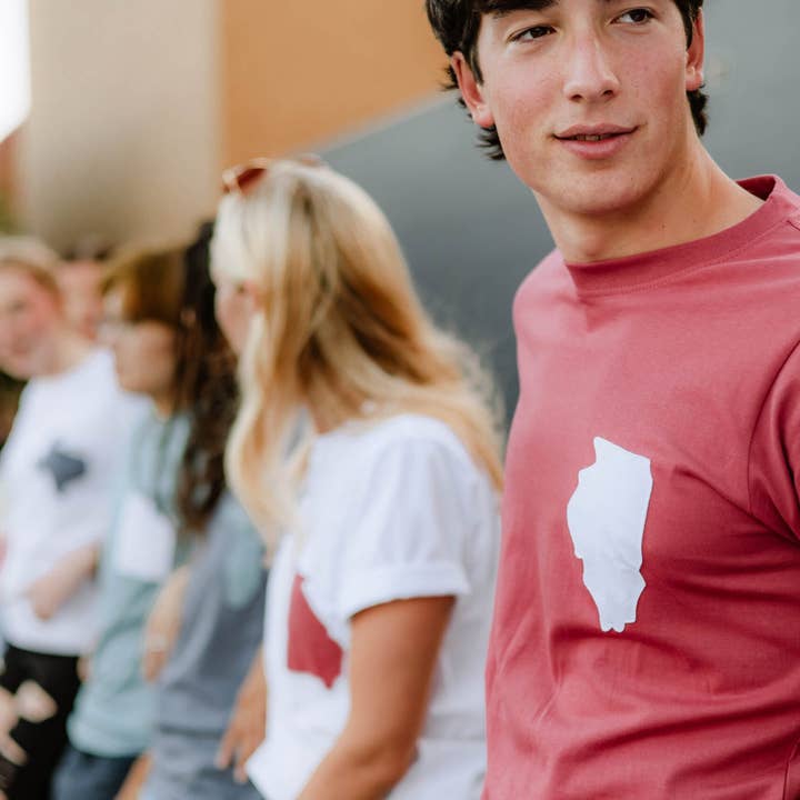 Simple Blank T-Shirt with Functional, Illinois-Shaped Pocket for wholesale by TRR Designs