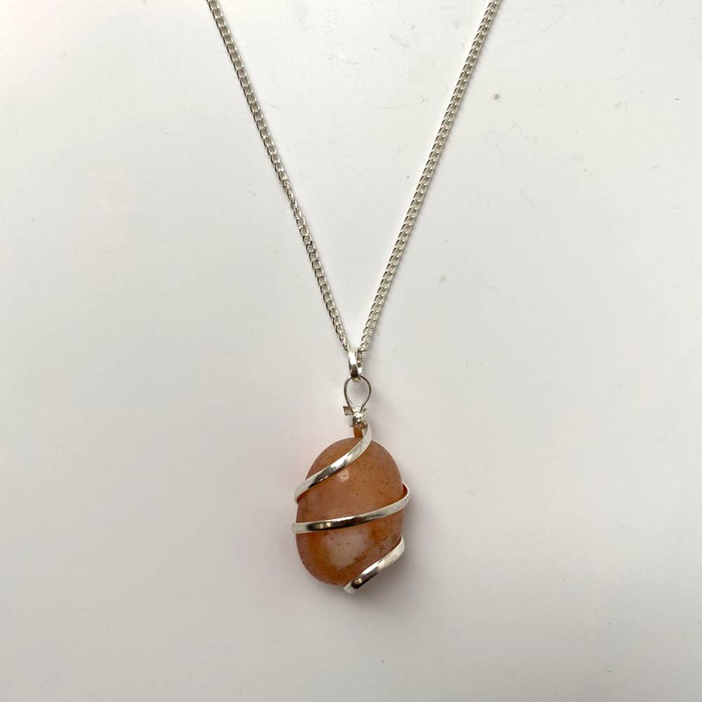 VIE - Wholesale Pendant/Charm Necklace - Tumbled Stone Wire Wrap Pendant, 2-3cm25
