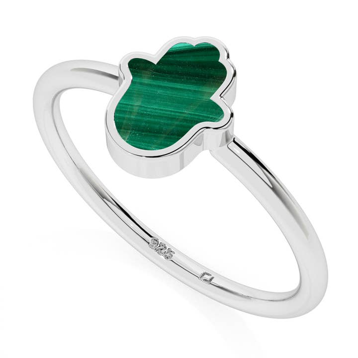 Natural Malachite Ahimsa Shape Rings For Women for wholesale by Nature Crafts