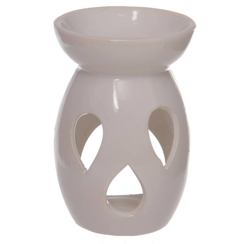 Puckator Ltd – wholesale Oil warmer – White Simple Tear Drop Cut-Out Ceramic Oil and Wax Burner1