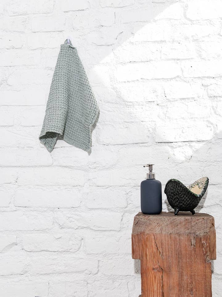 Linen face towel in Sage Green for wholesale by AmourLinen