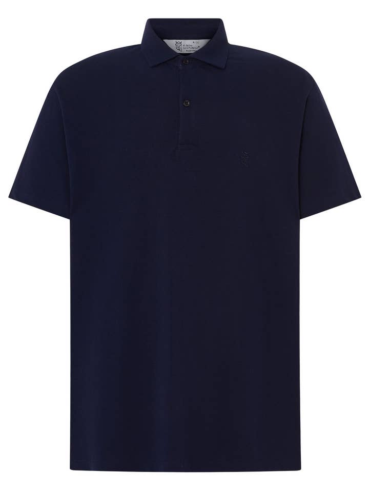 Herrpiké kortärmad slät bomullspiké - marinblå 0102_39 för wholesale av El Búho Nocturno