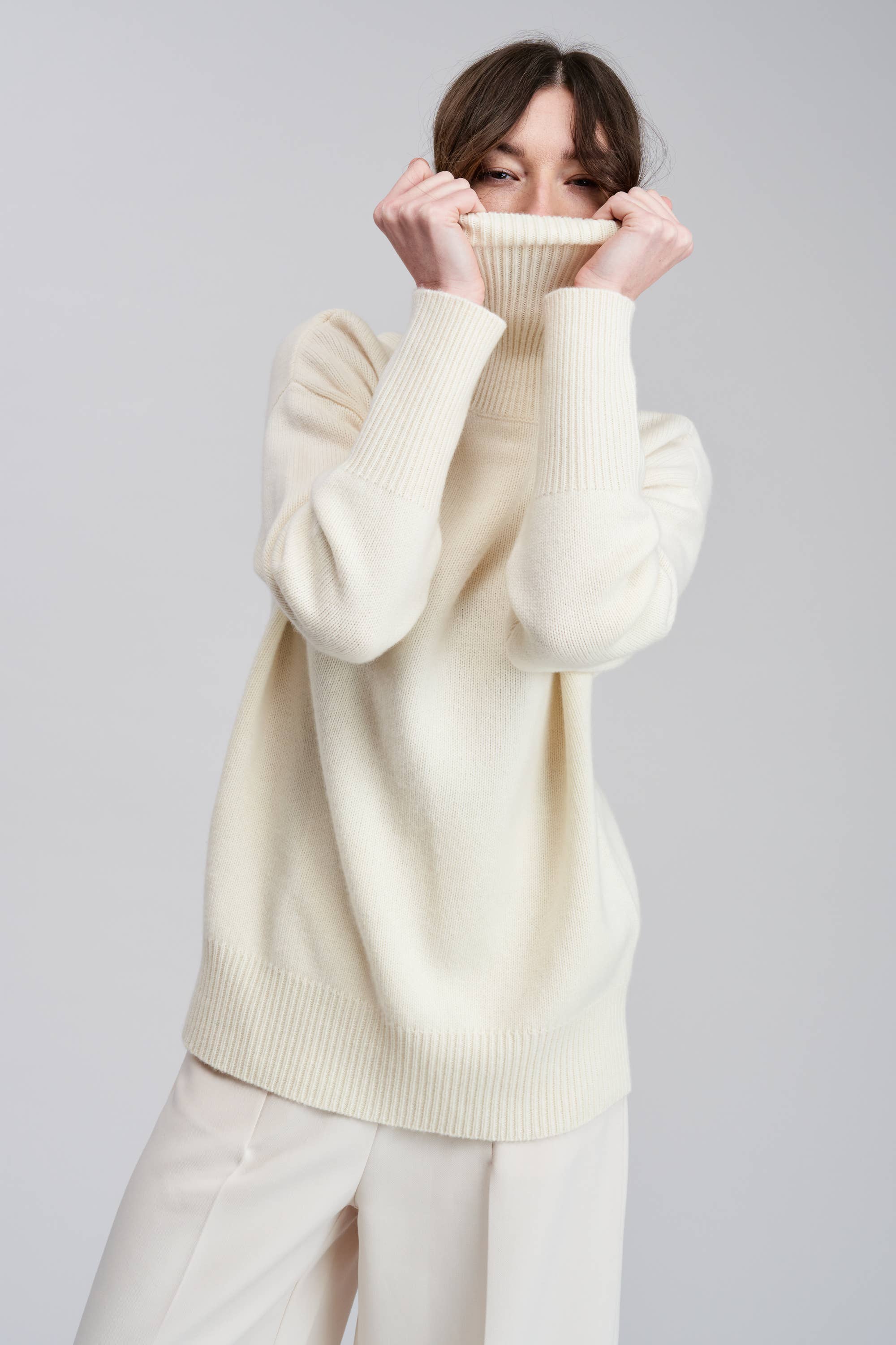 White Denim and Cream Slouchy Sweater, Hollie Elizabeth