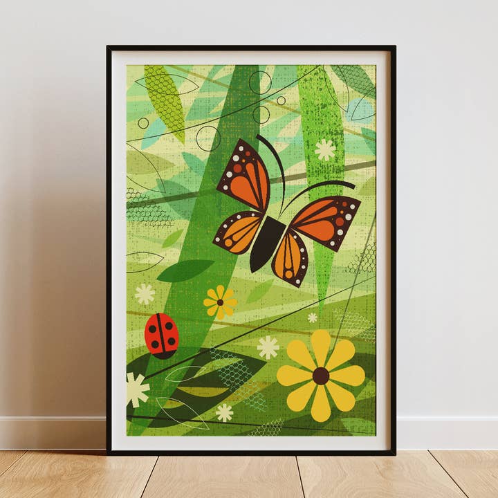 Monarch Butterfly Print - Retro print for wholesale by Mr Watson Design
