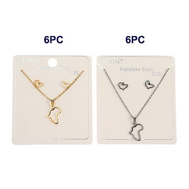 Atlas Fashion – wholesale Hänge-/berlockhalsband – Halsband med hängsmycke i rostfritt stål med Afrikautskärning1