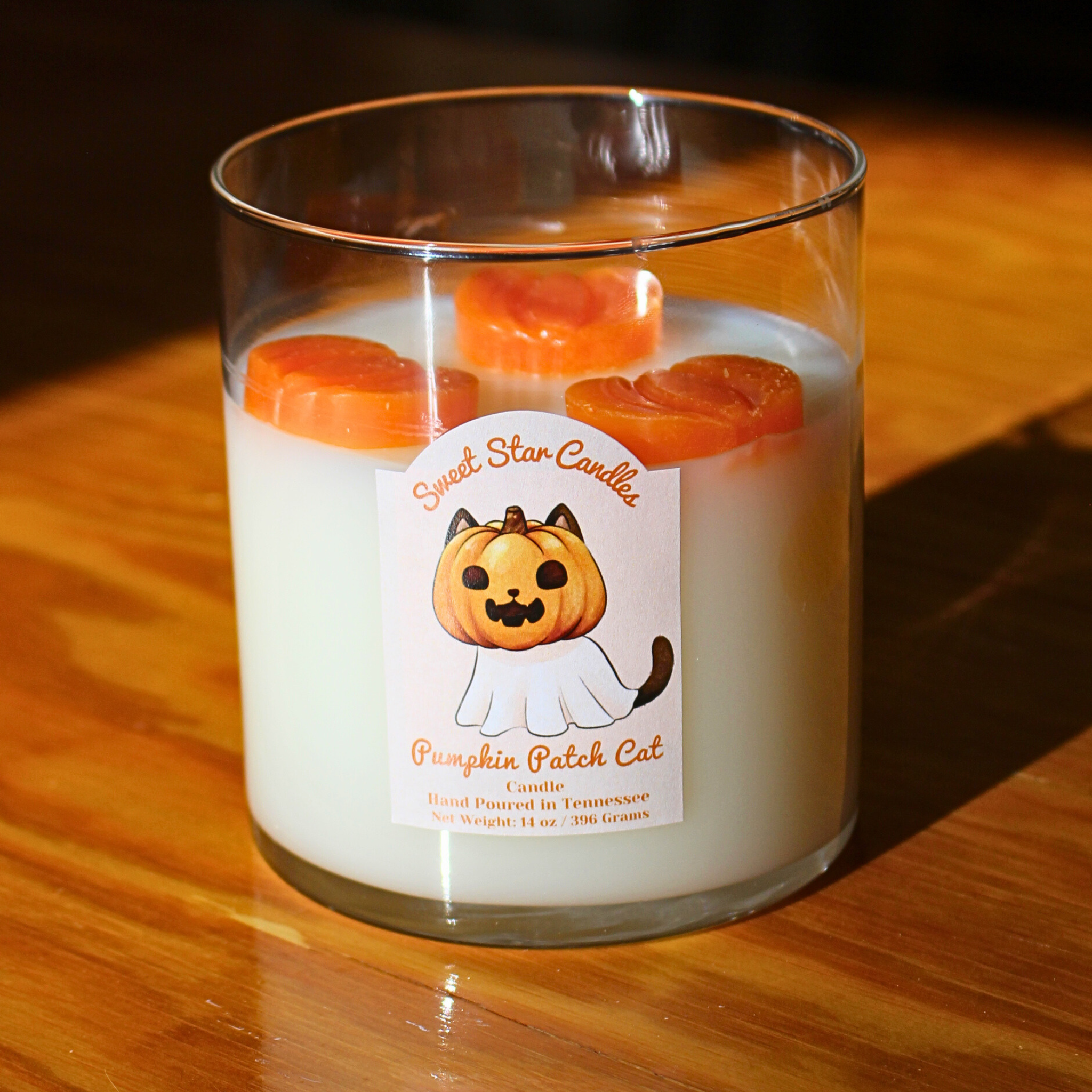 Sweet Star Candles - Wholesale Flameless Candle - Wickless Flameless Candle Pumpkin Patch Cat Scented | 14 oz1