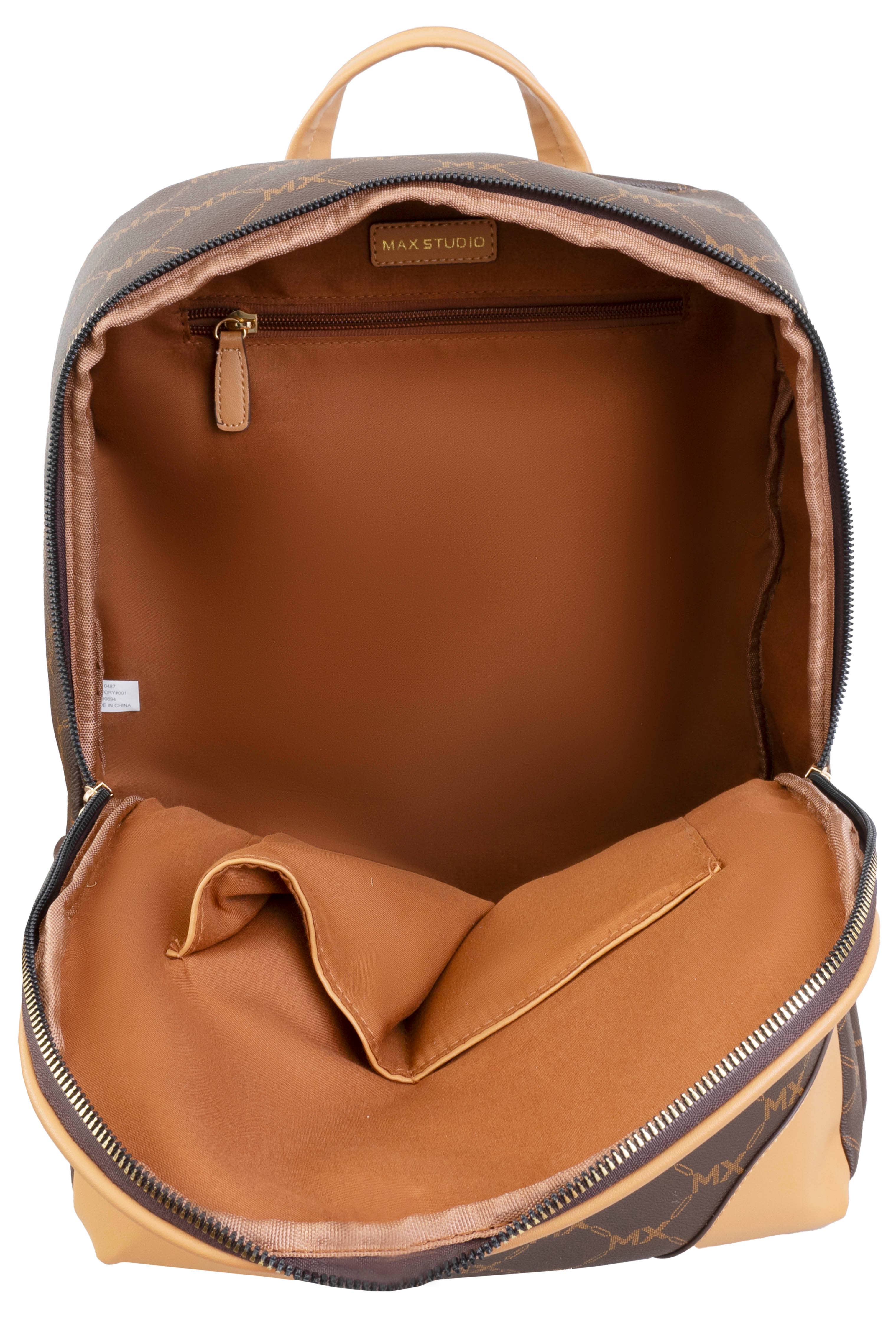 Magid - Wholesale Backpack - Women's - Max Studio Pebble Grain Signature Print Backpack with Front Zippered Pocket7