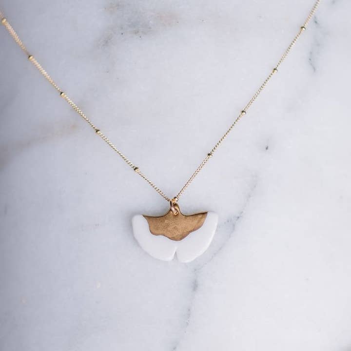 ginkgo necklace for wholesale by Remnant Studios