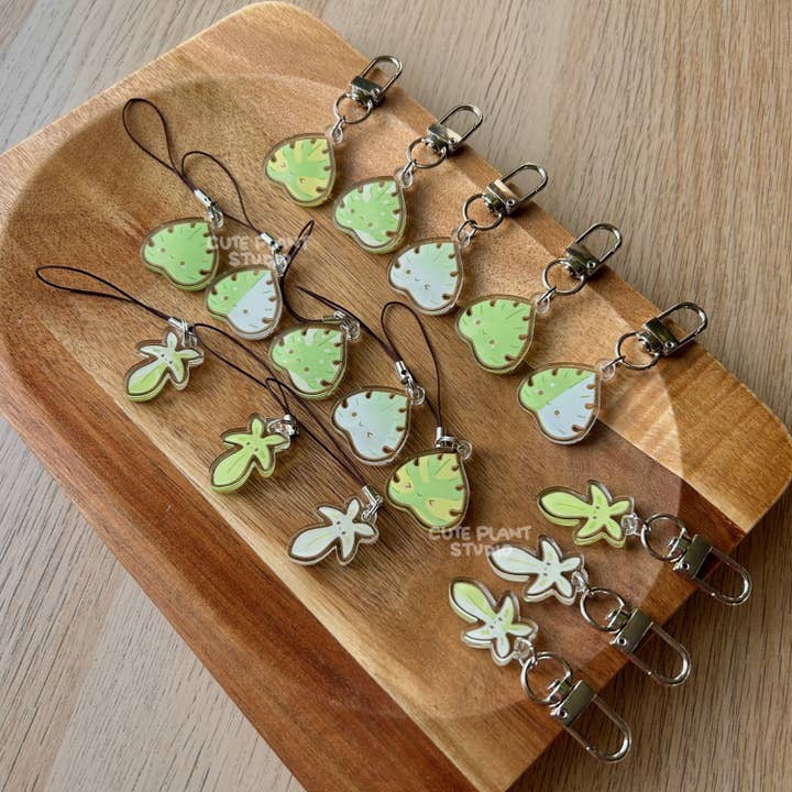 Cute Plant Studio - Wholesale Individual Charm/Pendant - Monstera Aurea Phone Charm3