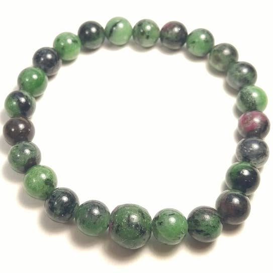 Pulseira de Contas de Zoisita com Rubi - Mala de Pulso - 8mm por atacado de Namu Baru Inc.