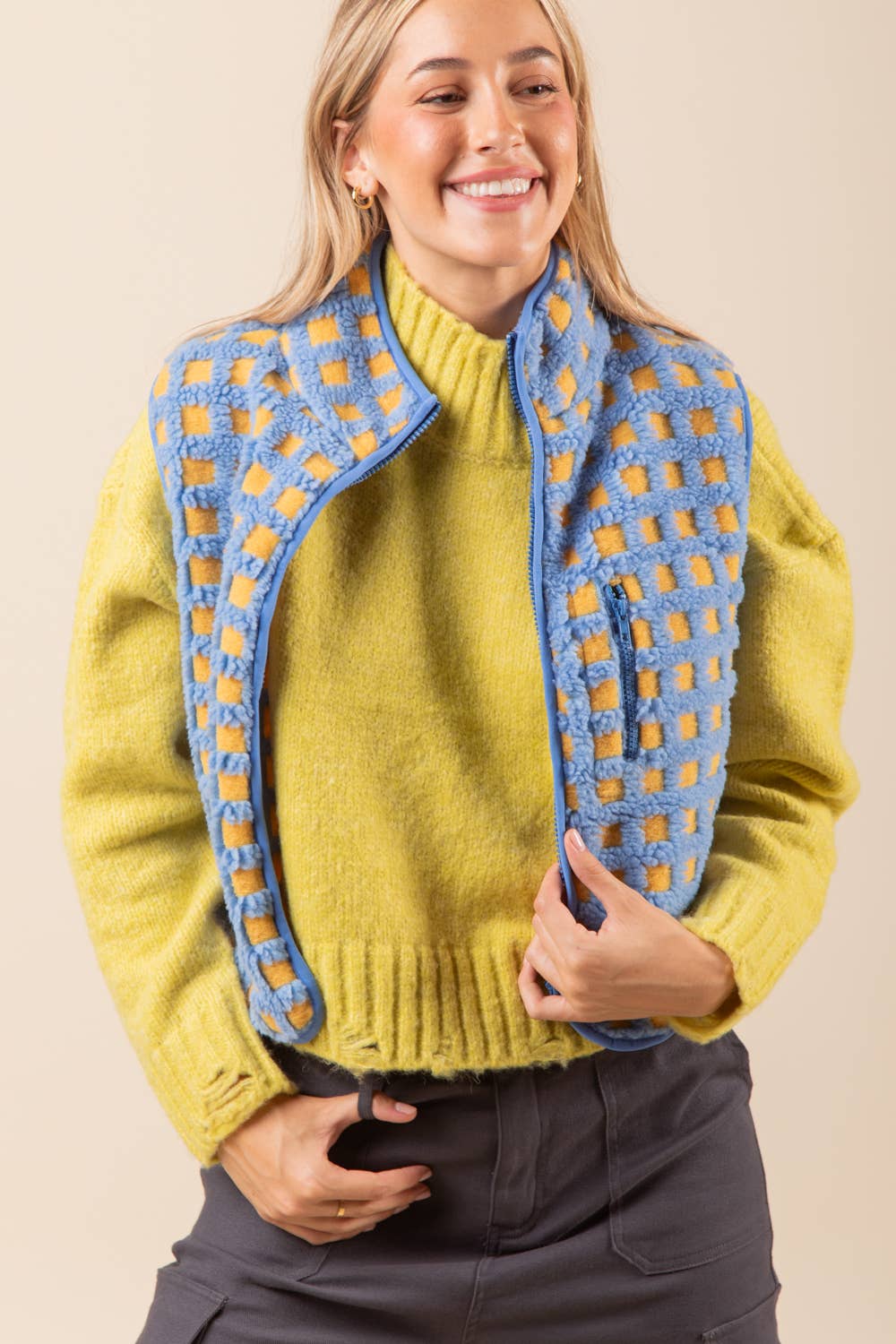 VERY J – Engroshandel Vest - Dame – NJ90128-trykt sød fleece vest8