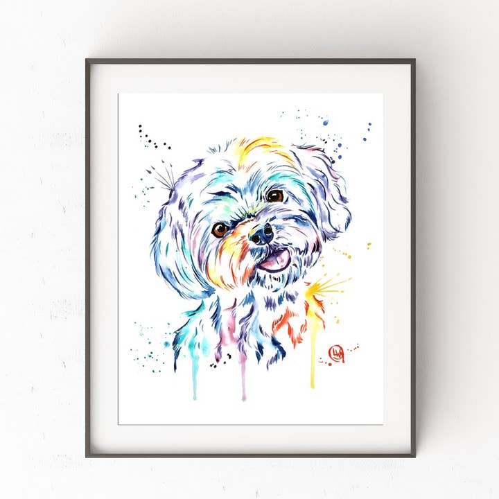 Havanesischer Kunstdruck, Shihtzu, niedliche Hundekunst, Welpenmalerei für den Großhandel von Whitehouse Art